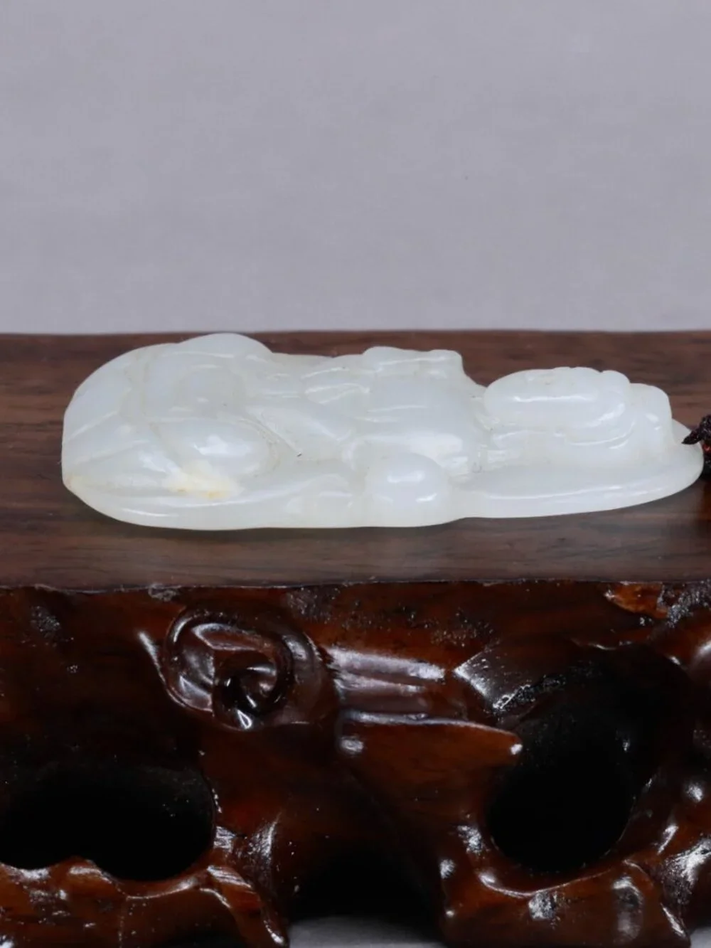 Chinese White Hetian Jade hand-carved Pendant w Guan Yin / Kwanyin